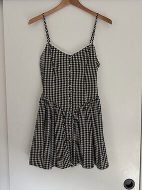 Black and White Gingham Spaghetti Strap Dress